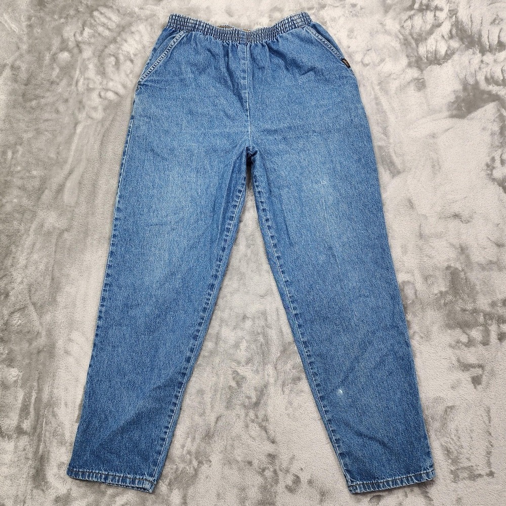 Vintage Chic Jeans Womens 12 Blue High Rise‎ Relaxed Tapered Pull On Stretch
